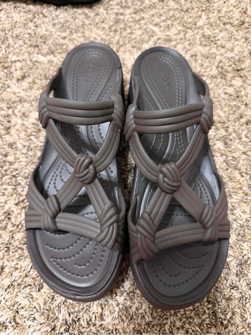 Crocs LiteRide Brown Strappy Wedge Sandals Women’s Size 8